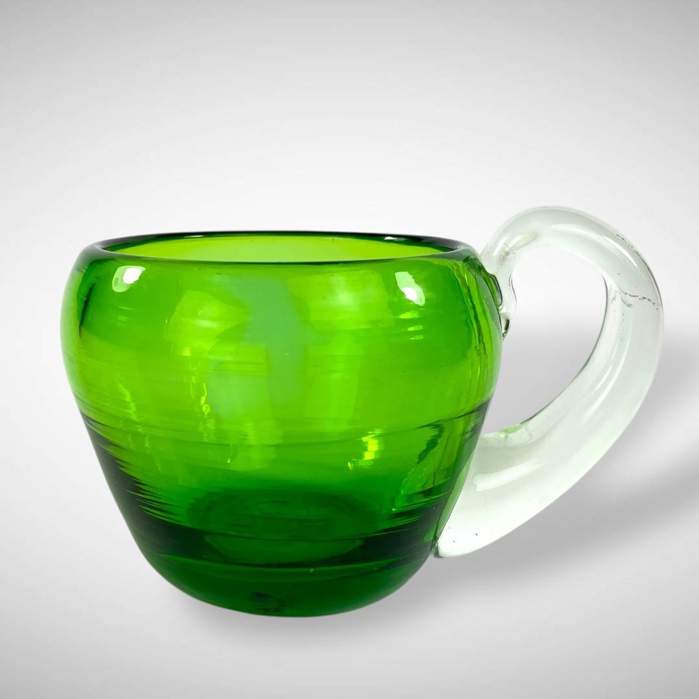 Scandinavian Emerald Punch Cups Set 11 Hand Blown MCM Pontil - Picture 5 of 10